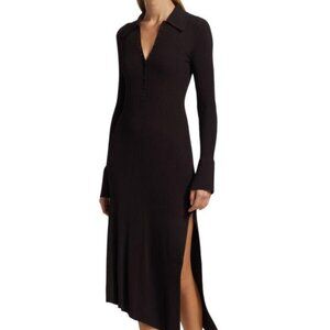 A.L.C. | Lance Rib Knit Midi Dress | Dark Brown | Size S